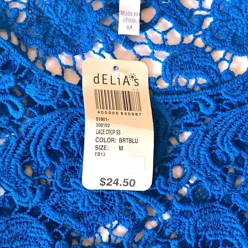 Delia’s Blue Lace Crop Top - Size M - Picture 4 of 4